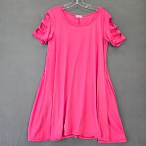 she & sho Pink Mini Dress Stretch Cutout Short Sleeves Scoop Neck Women's Size M